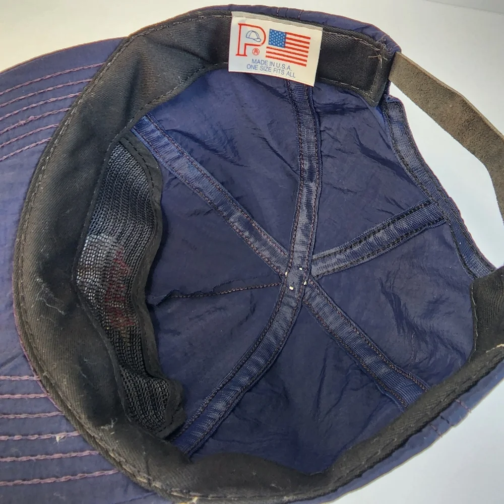 VINTAGE NRA Navy Blue Nylon & Leather Strap Hat - Picture 4 of 6